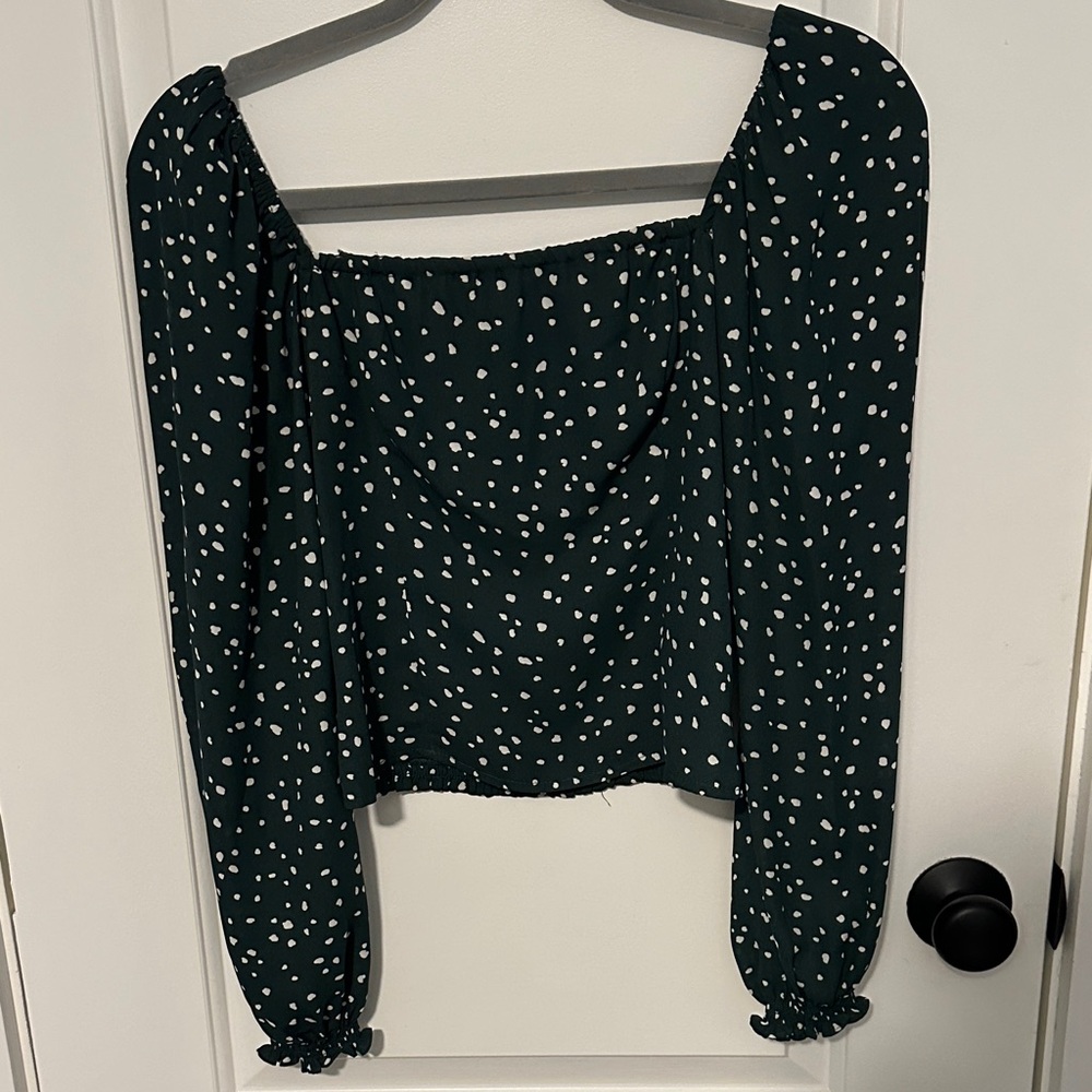 Abercrombie & Fitch Dark Green Polka Dot Blouse